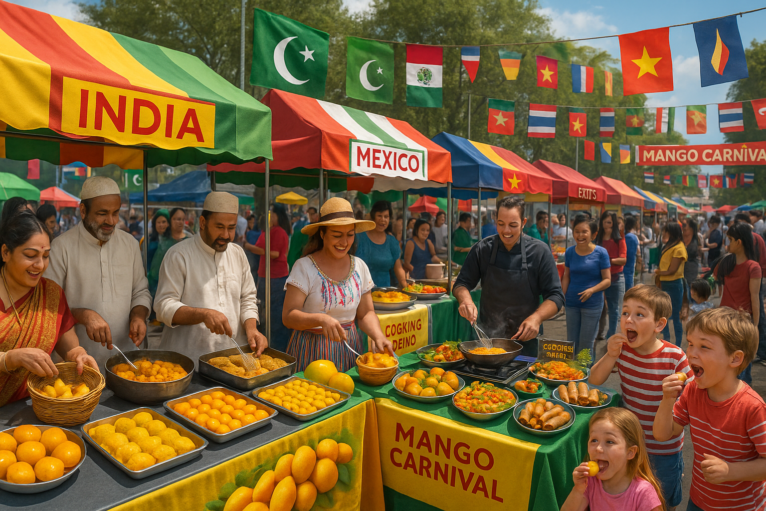 Food and cultural stalls with authentic street food